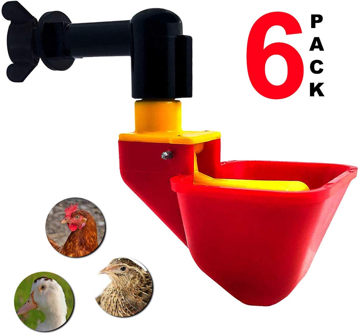 Poultry Water Drinking Cups-Chicken Hen Automatic Drinkers & PVC Fittings 4 Pack 